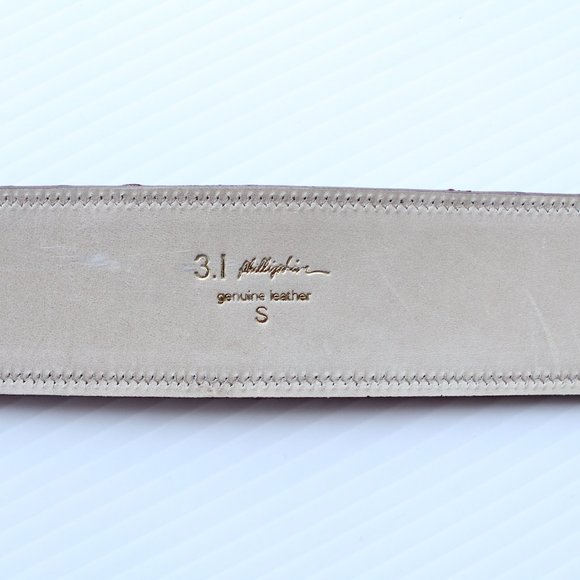 3.1 Phillip Lim Ostrich Leather Belt Burgundy Bordeaux Size Small Outnet - Picture 4 of 5